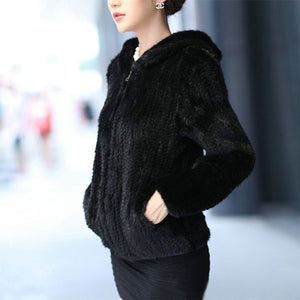 New mink fur coat women's long-sleeve top fashion all-match Mink knit jacket mink knitted fur coat Free shipping