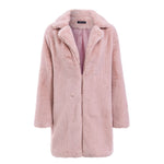 Simplee Elegant pink shaggy women faux fur coat streetwear Autumn winter warm plush teddy coat Female plus size overcoat party